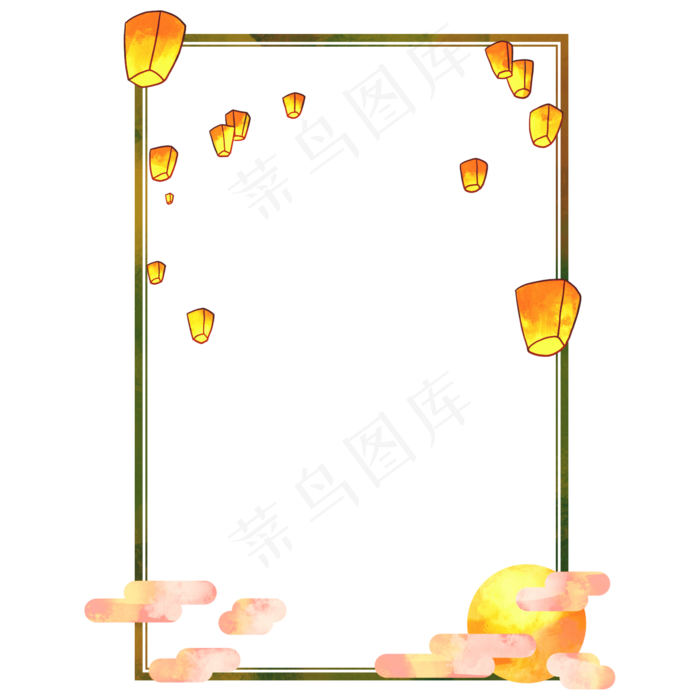 中秋节孔明灯边框(2000X2000(DPI:300))psd模版下载