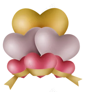 彩色立体心和丝带