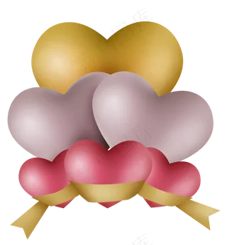 彩色立体心和丝带