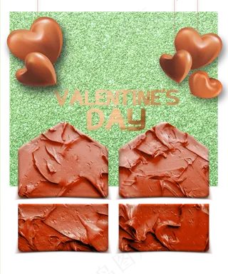 情人节金色红色绿色气球金粉装饰