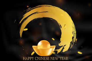 春节快乐。红金背景卡，宣传单,DM传单，请柬，海报，小册子，横幅banner。金宝。传统亚洲装饰节日装饰现实主义。