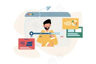 人们滑动业务工作流的进度条