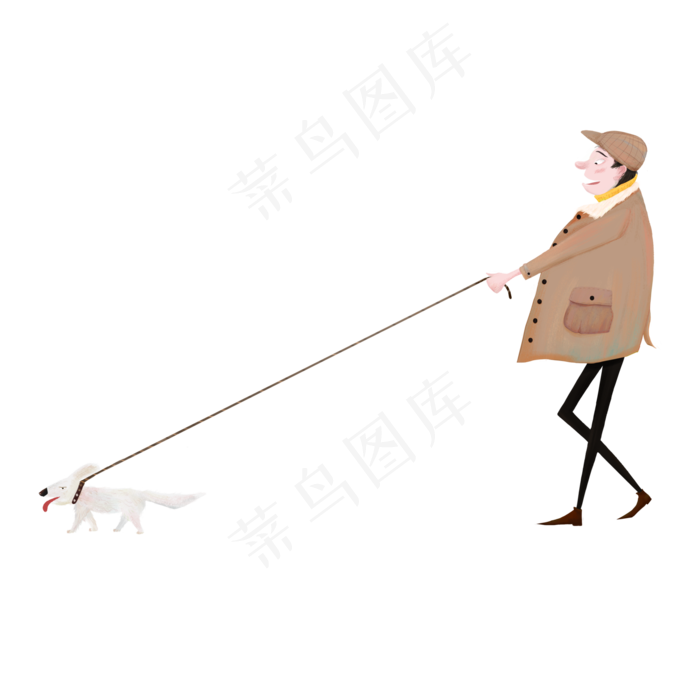 立冬在街上遛狗的男主人