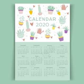 仙人掌花卉日历2020模板
