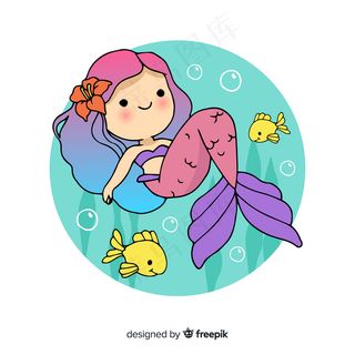 手绘美人鱼背景