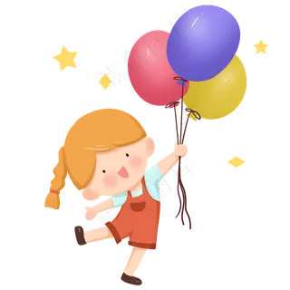 儿童节暖色系女生拿着气球