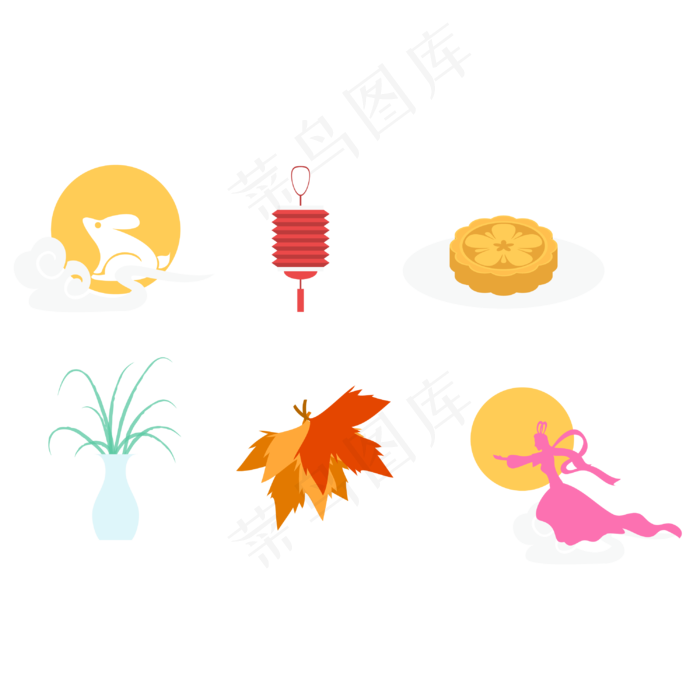 中秋图标(3000*3000px 300 dpi )ai矢量模版下载
