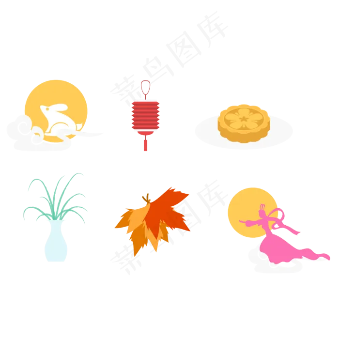 中秋图标(3000*3000px 300 dpi )ai矢量模版下载