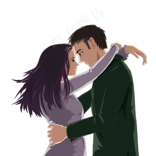 手绘恩爱小情侣幸福人物设计元素