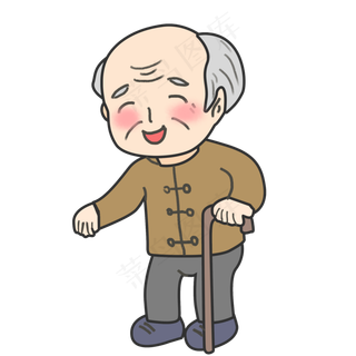 彩绘慈祥的老爷爷人物设计可商用