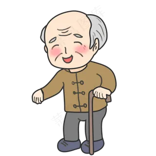 彩绘慈祥的老爷爷人物设计可商用