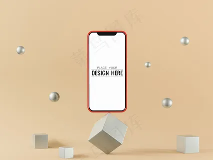 现代背景下的黑屏智能手机模型样机