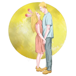 玉兔情侣中秋节商用元素