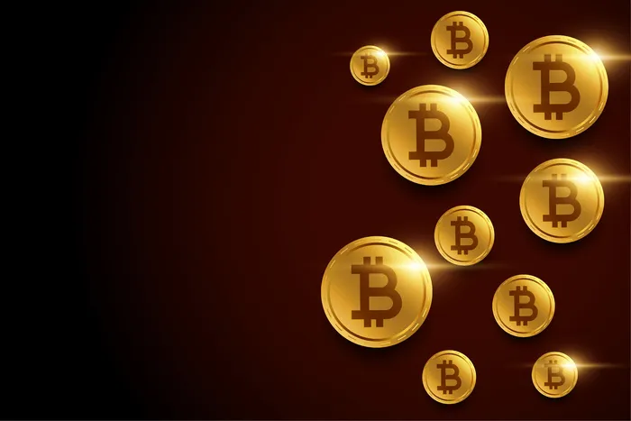带文本空间的金色比特币背景eps,ai矢量模版下载