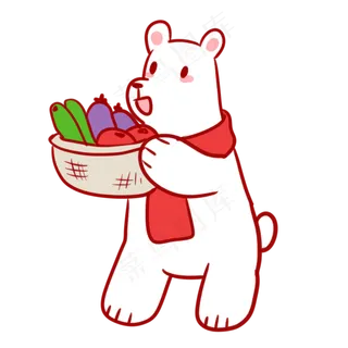 收获蔬菜的白熊
