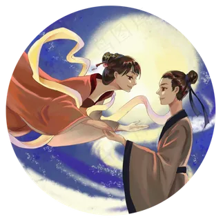 中国七夕情人节牛郎织女鹊桥相会