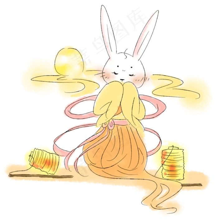 中秋节花灯兔子祈福PNG(3685X3732(DPI:72))psd模版下载