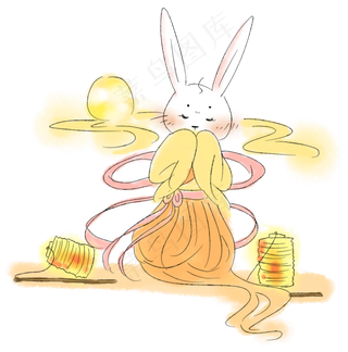 中秋节花灯兔子祈福PNG