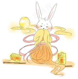中秋节花灯兔子祈福PNG