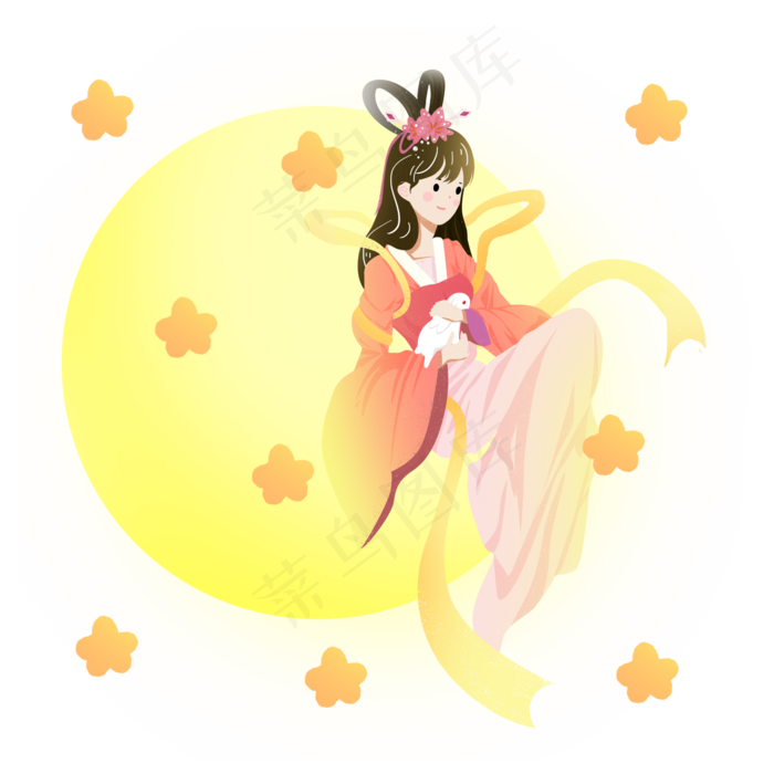 中秋节嫦娥月亮素材(2000X2000(DPI:300))psd模版下载