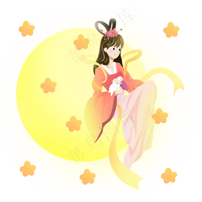 中秋节嫦娥月亮素材(2000X2000(DPI:300))psd模版下载