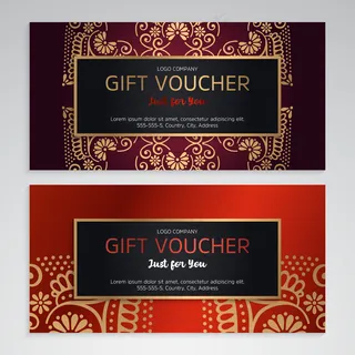 民族风格豪华礼券模板