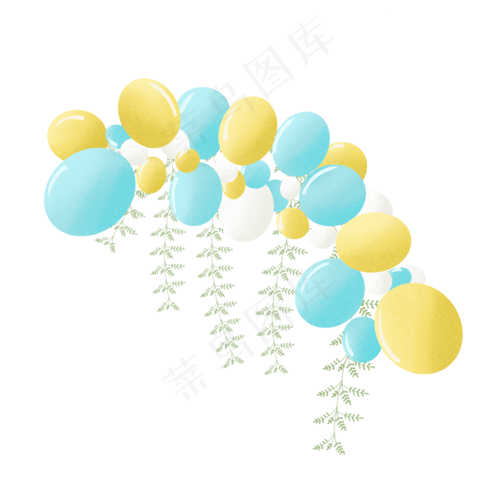 七夕蓝色黄色气球