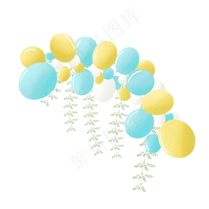 七夕蓝色黄色气球(2000X2000(DPI:300))psd模版下载