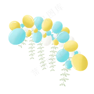 七夕蓝色黄色气球 七夕蓝色黄色气球