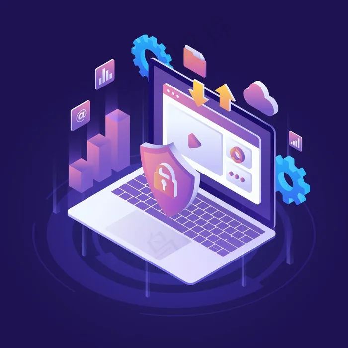 等轴测内容管理系统说明eps,ai矢量模版下载