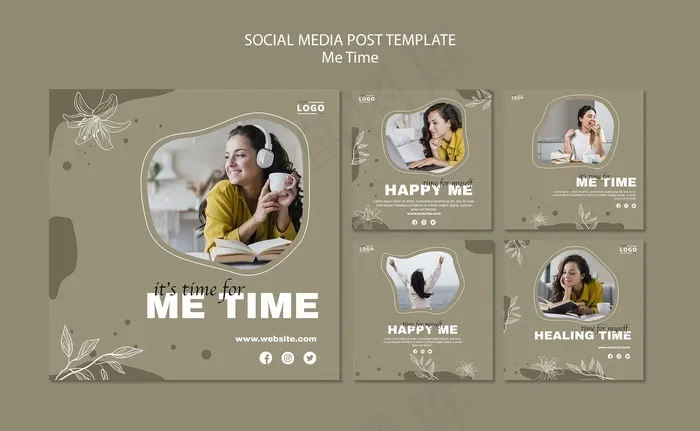 Me time社交媒体帖子模板psd模版下载
