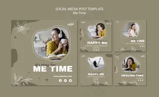 Me time社交媒体帖子模板