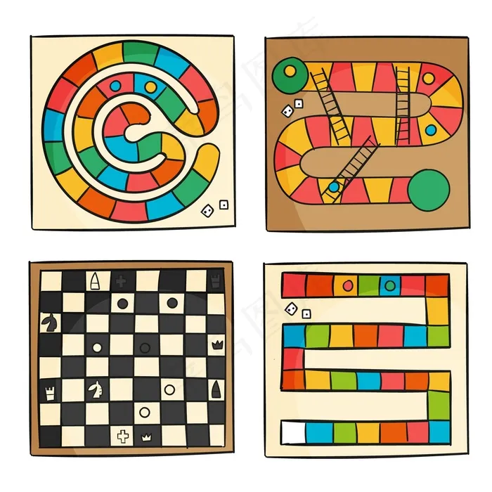 棋盘游戏集合概念eps,ai矢量模版下载