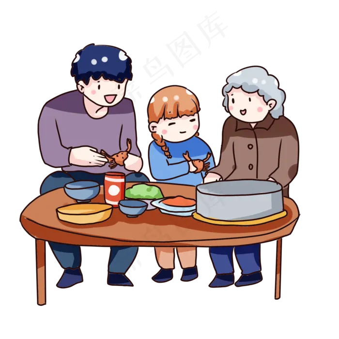 手绘卡通重阳节回家探望老人(2000X2000(DPI:300))psd模版下载