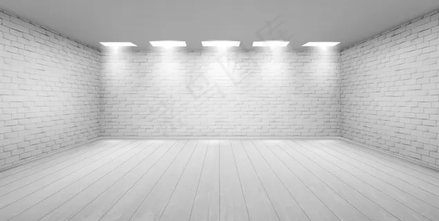 工作室里有白色砖墙的空房间 工作室里有白色砖墙的空房间