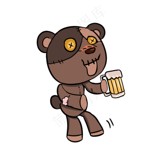中元节表情包僵尸熊喝酒