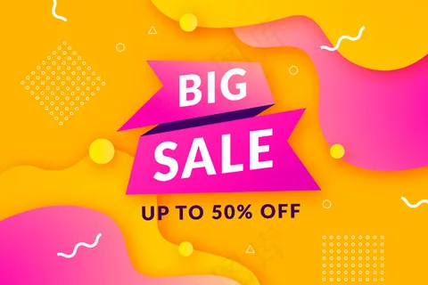 金色和粉色孟菲斯图案的大减价背景