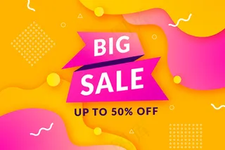 金色和粉色孟菲斯图案的大减价背景