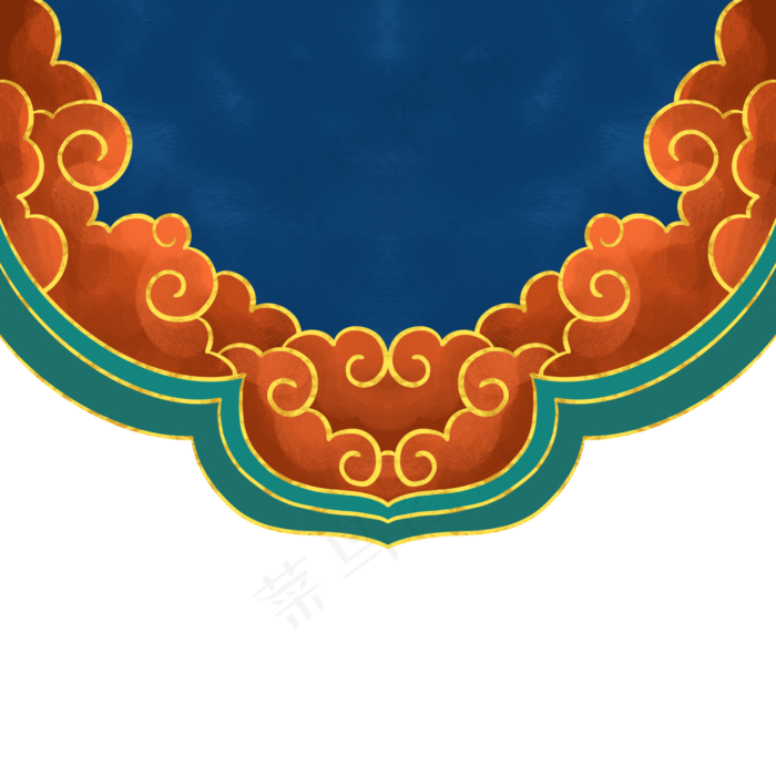 国潮风金边祥云中式边框(2000X2000(DPI:300))psd模版下载