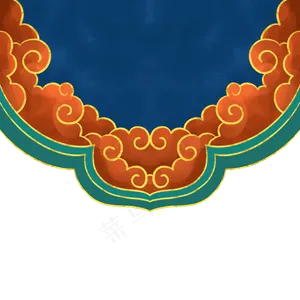 国潮风金边祥云中式边框