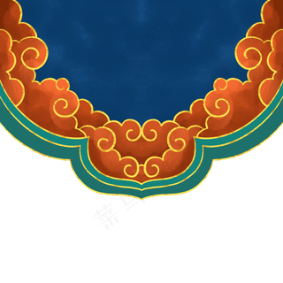 国潮风金边祥云中式边框