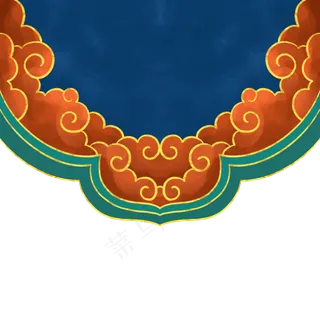 国潮风金边祥云中式边框