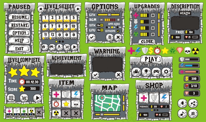 用于创建游戏的游戏用户界面和主题