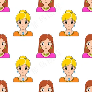 彩色无缝图案。卡通风格。手绘的。