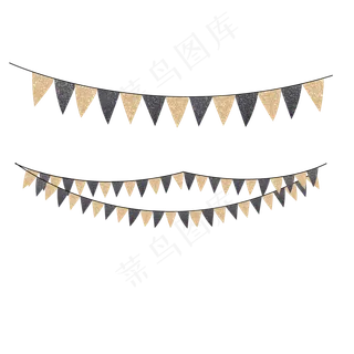 元旦黑金色三角旗吊饰