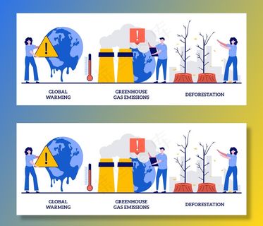 全球变暖，温室气体排放，森林砍伐的概念。气候变化，全球变暖