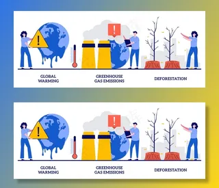 全球变暖，温室气体排放，森林砍伐的概念。气候变化，全球变暖