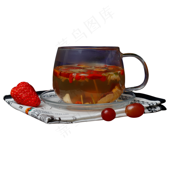 一杯红色的养生茶免抠图