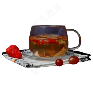 一杯红色的养生茶免抠图