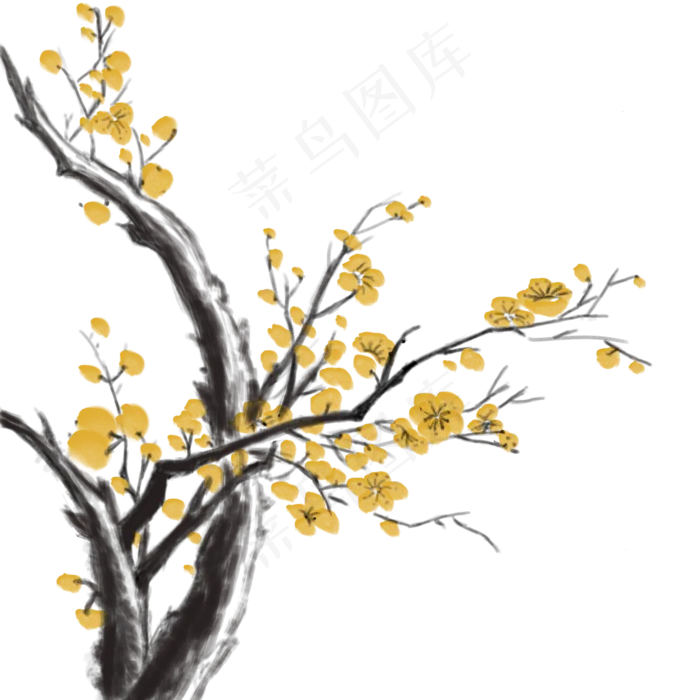 手绘梅花元素(2000X2000(DPI:72))psd模版下载